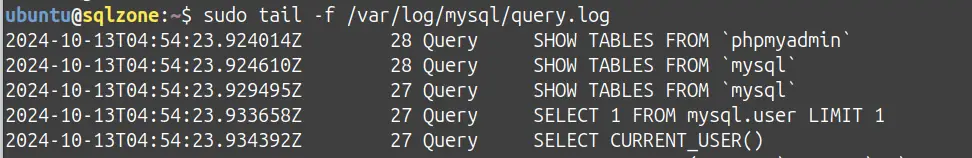 Formato fichero de log de MySql