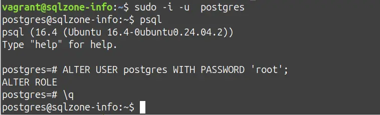 Cambio de password usuario postgres